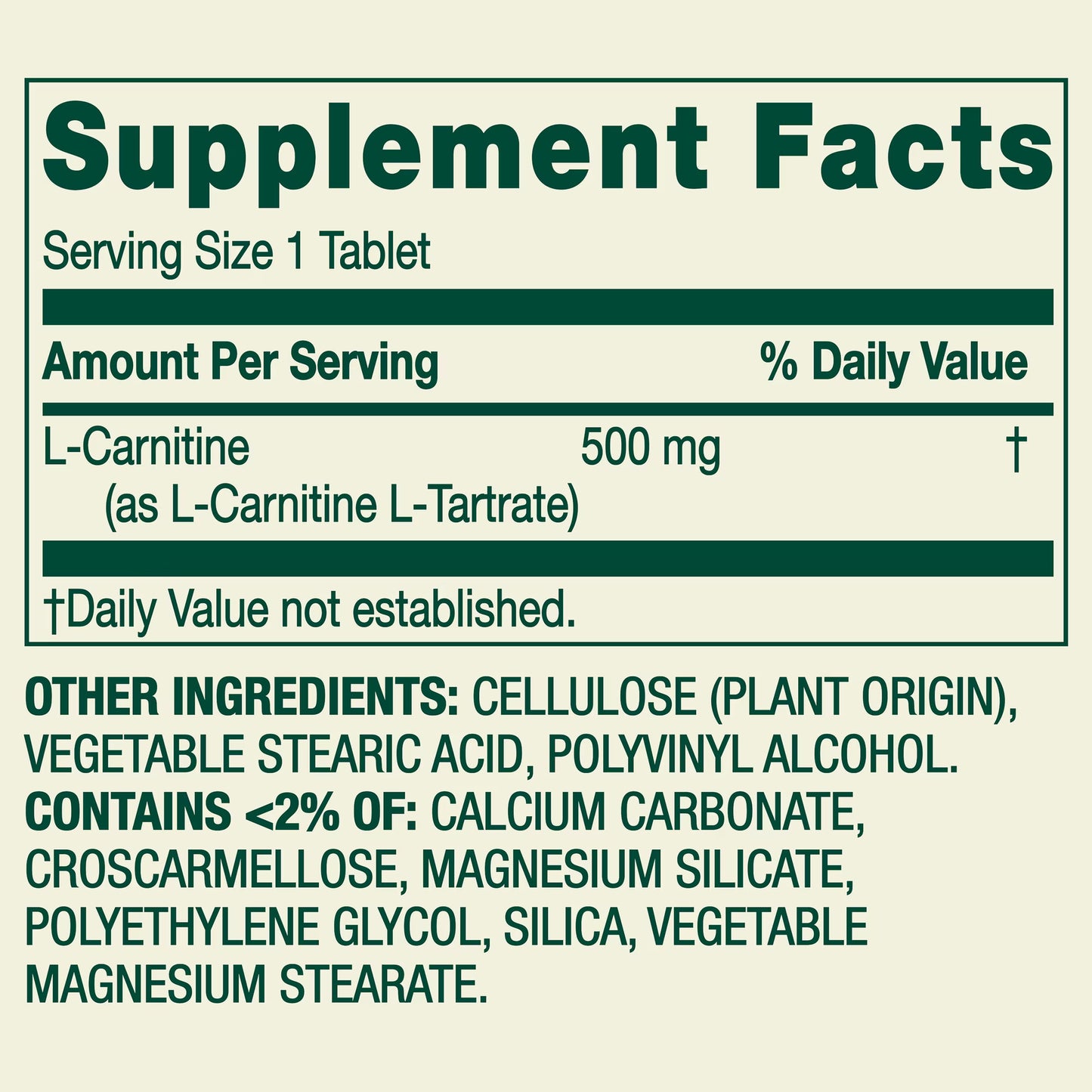 Spring Valley L Carnitine Amino Acid Dietary Supplement Tablets for Heart Health, 500 mg, 30 Count