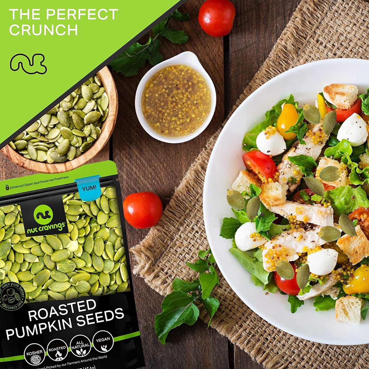 Nut Cravings Roasted & Unsalted Pumpkin Seeds, Pepitas, No Shell (32oz - 2 lbs)