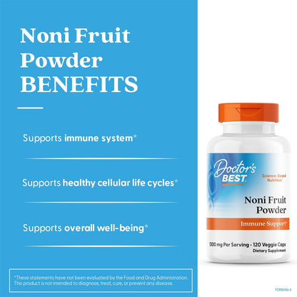 Doctor's Best Noni Fruit Powder Supplement, Non GMO, Vegan, 120 Veg Caps