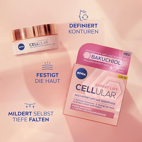 NIVEA Cellular Hyaluron Filler + Elasticity Day Cream – 50 ml Anti-Ageing Face Moisturiser with Hyaluronic Acid, Creatine, Collagen & Elastin Boost, Rejuvenating Formula for Smoother Skin