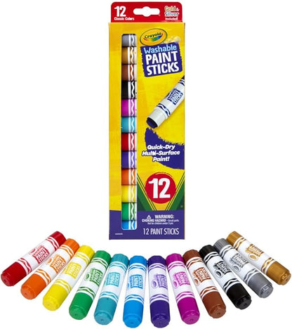 Crayola Quick Dry Paint Sticks (12ct), Washable Paint Set for Kids, School Supplies, Teacher Gifts | Washable Paint Set for Kids, School Supplies, Teacher Gifts, Nontoxic Arts & Crafts, Multi-Surface Paint