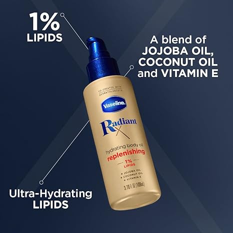 Vaseline Intensive Care Cocoa Radiant 3 Count 6.8oz Body Gel Oil + Radiant X Replenishing 3.7oz Body Oil