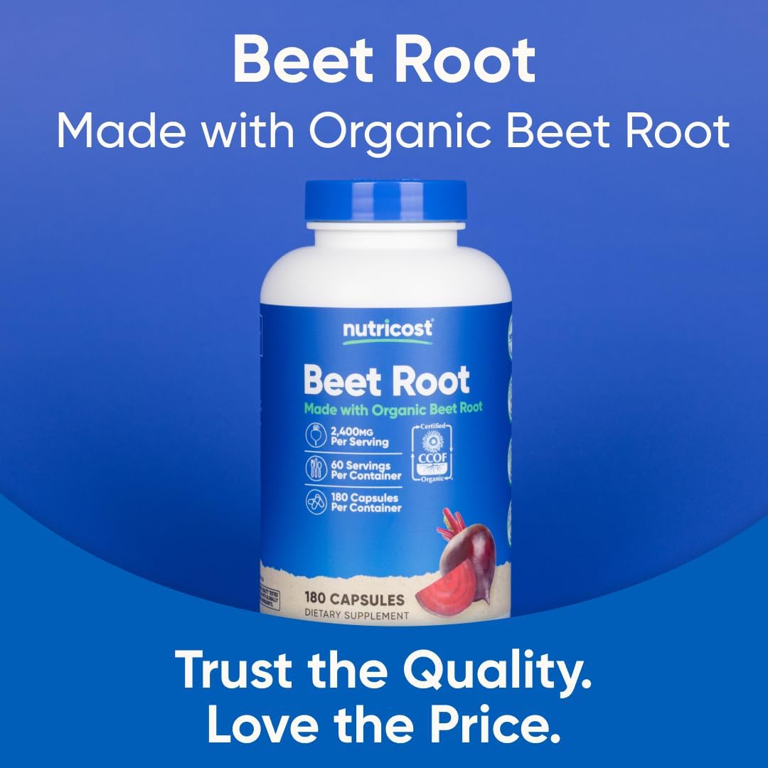 Nutricost Beet Root 2400mg, 180 Capsules, CCOF Certified Made with Organic