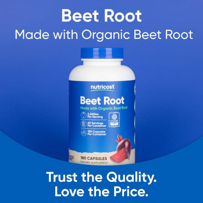 Nutricost Beet Root 2400mg, 180 Capsules, CCOF Certified Made with Organic