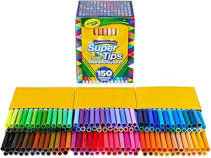Crayola Super Tips Marker Set (150ct), Teacher Classroom Must Haves, Homeschool Supplies, 2-in-1 Fine Point & Broad Line Markers for Kids, 3+ | Teacher Classroom Must Haves, Homeschool Supplies, 2-in-1 Fine Point & Broad Line Markers for Kids, 3+
