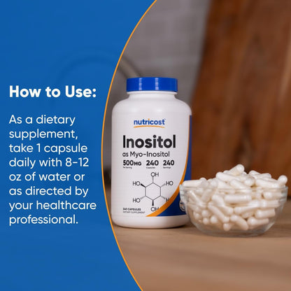 Nutricost Inositol Capsules 500mg, 240 Capsules, (Myo-Inositol), GMO-Free