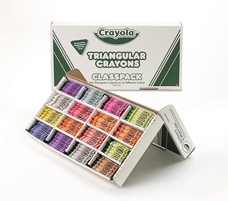 Crayola Triangular Crayon Classpack, 16 Assorted Toddler Crayons, Anti Roll, Bulk School Classroom Essentials, Preschool & Kindergarten Must Haves, 256 Count, (Pack of 2)