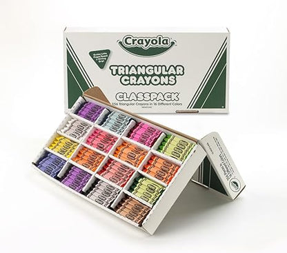 Crayola Triangular Crayon Classpack, 16 Assorted Toddler Crayons, Anti Roll, Bulk School Classroom Essentials, Preschool & Kindergarten Must Haves, 256 Count, (Pack of 2)