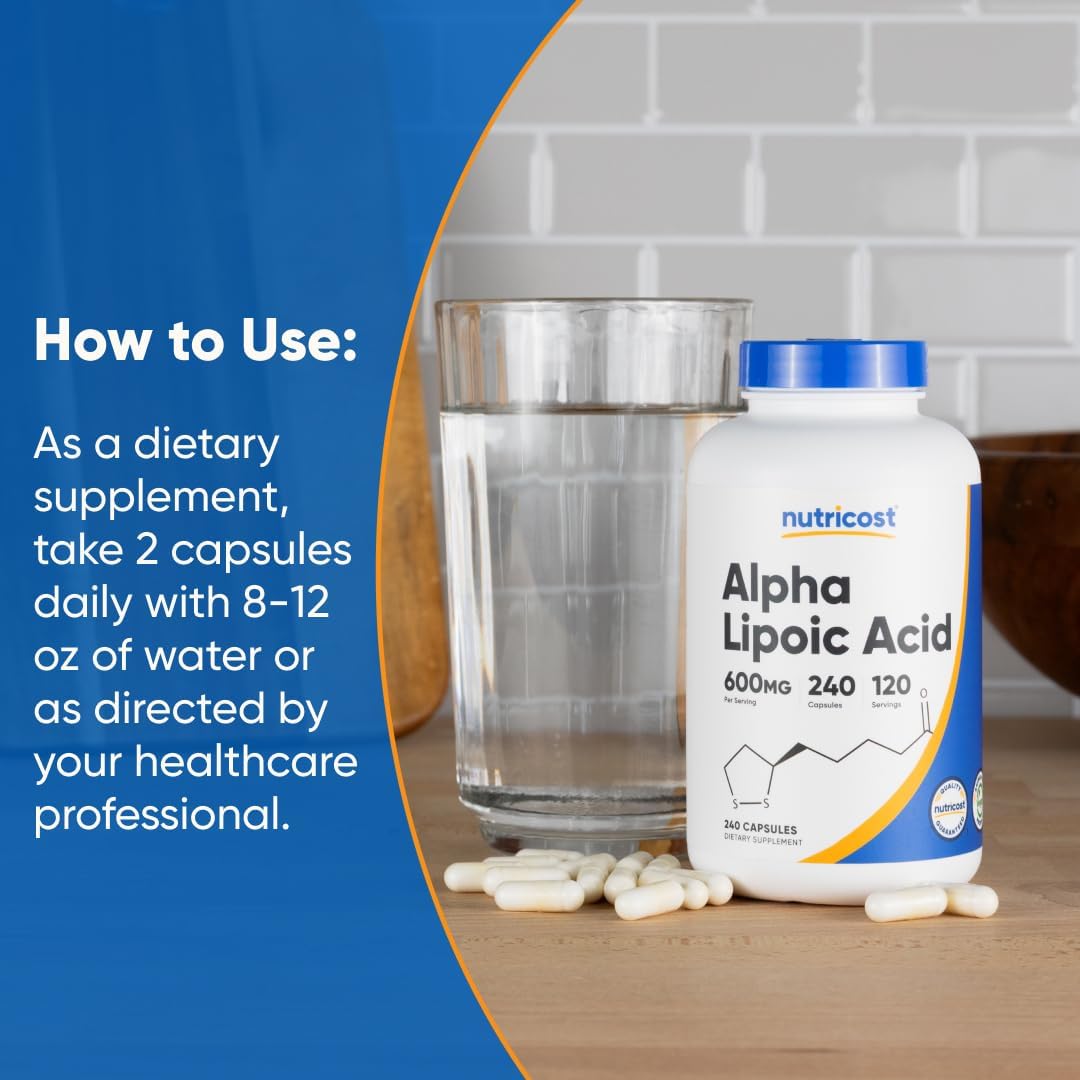 Nutricost Alpha Lipoic Acid 600mg Per Serving, 240 Capsules