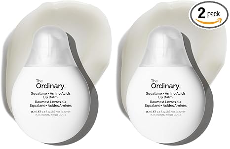 The Ordinary Squalane + Amino Acids Hydrating Lip Balm, for Lips, Elbows, and Cuticles, 0.5 Fl Oz,(Pack of 2)