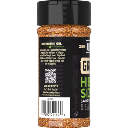 Weber Griddle Hibachi Sizzle, Savory Garlic and Sesame Seasoning Blend, 5.6 oz Bottle