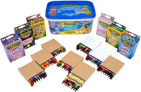 Crayola Crayon Tub – Limited Edition Colors (288ct), Bulk Coloring Crayons for Kids with Storage Tub, Classroom & Art Supplies for Teachers, Ages 3+