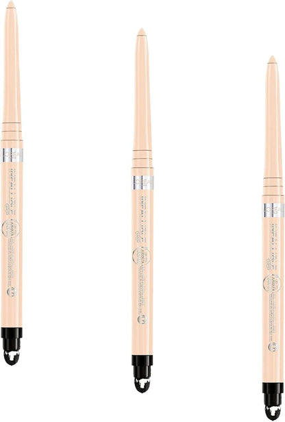 L'Oreal Paris Infallible Grip Mechanical Gel Eyeliner Pencil, Smudge-Resistant, Waterproof Eye Makeup with Up to 36HR Wear, Bright Nude, 0.01 Oz (Pack of 3)