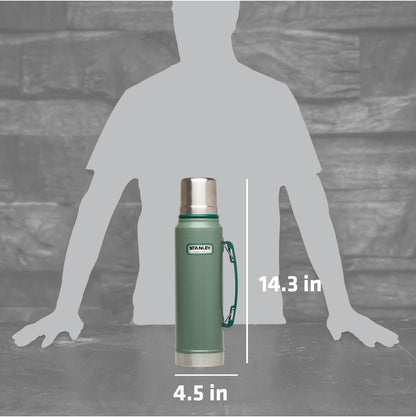 Stanley Heritage Classic Vacuum Bottle with Handle 1.1 qt | Wide Mouth with Leakproof Cup Lid | Keep Drinks Hot or Cold for Travel | Insulated Stainless Steel Thermos | BPA-Free | (Pack of 3)
