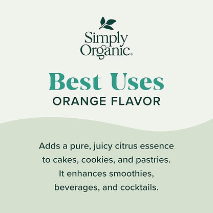 Simply Organic Orange Flavor, 2 Ounce Glass Jar, Tart Citrus Flavor for Desserts, Smoothies, Tea, and More