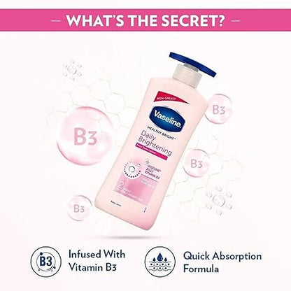 Vaseline Healthy Daily Body Lotion with Vitamin B3, Lightweight Daily Use Moisturizing Lotion – 400 ml (13.53 fl oz)