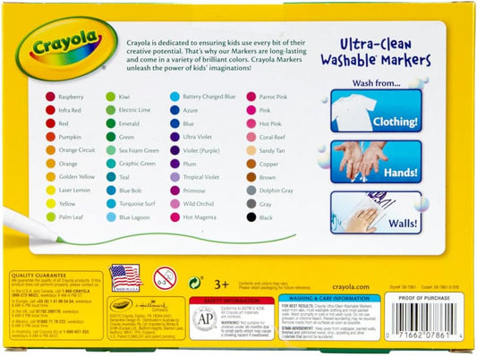 Crayola Ultra Clean Fine Line Washable Markers (40ct), School Supplies, Classroom Teacher Must Haves, Homeschool Essentials, Gifts for Kids, Ages 3, 4, 5 (Pack of 10)