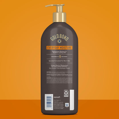 Gold Bond Men's Essentials Daily Body & Hand Lotion for Men, 24 oz | Everyday moisture with Vitamin C, hydrating lotion formulated for men's dry skin, value size, 24hr hydration