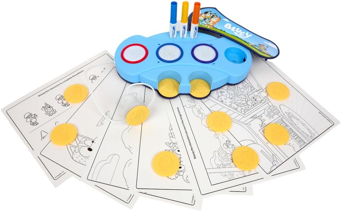 Crayola Magic Light Up Bluey Stamper Art Set, Toddler Mess Free Coloring & Stamping Kit, Bluey Toys, Gifts for Ages 3, 4, 5