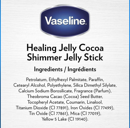 Vaseline Cocoa Shimmer Jelly Stick Highlighter & Luminizer Cocoa Butter Body Shimmer Stick, Lotion, Travel Size, for Glowing Skin, 1.4 Oz Ea (Pack of 6)