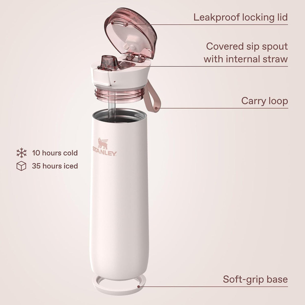 STANLEY Flowstate Spring Bottle, 20 oz, Rose Quartz