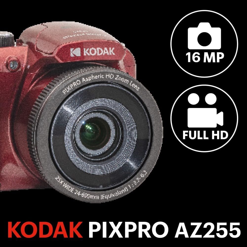 Kodak PIXPRO AZ255-RD 16MP Camera 25X Optical Zoom 24mm Wide Angle Lens