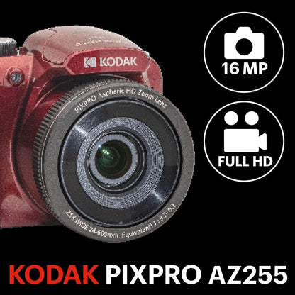 Kodak PIXPRO AZ255-RD 16MP Camera 25X Optical Zoom 24mm Wide Angle Lens