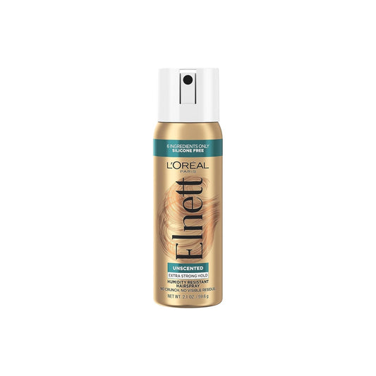 L'Oreal Paris Elnett Unscented Hairspray, up to 72-Hour Extra Strong Hold Formula with Humidity Resistant Frizz Control, Hairspray with Soft, Brushable Finish, 2.2 oz