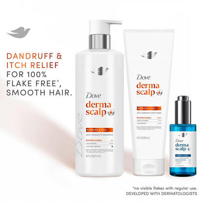 Dove Derma Scalp Anti-Dandruff Shampoo, Conditioner + 3-in-1 Scalp Serum – Dandruff & Itch Relief Treatment with 1% Pyrithione Zinc, Niacinamide