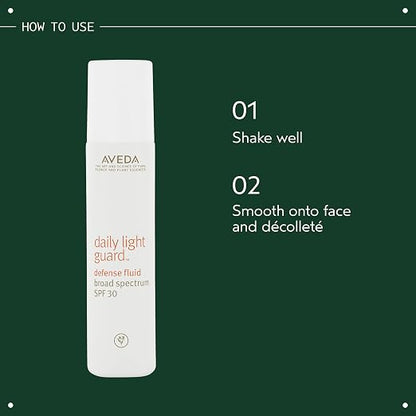 Aveda Daily Light Guard Defense Fluid Broad Spectrum SPF 30 | Mineral Face Sunscreen | UVA/UVB Protection, 1 Fl Oz