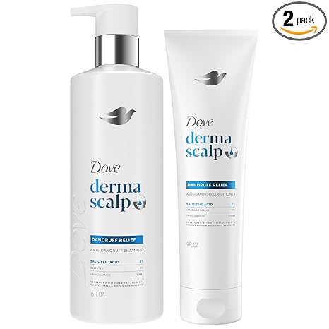 Dove Derma Scalp Anti-Dandruff Shampoo and Conditioner – Dandruff Relief Treatment with 2% Salicylic Acid, Niacinamide
