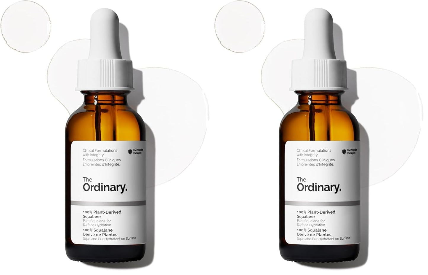 The Ordinary 100% Plant-Derived Squalane,for Skin and Hair,Lightweight Hydration,and Moisture Barrier Support,1 Fl Oz,(Pack of 2)