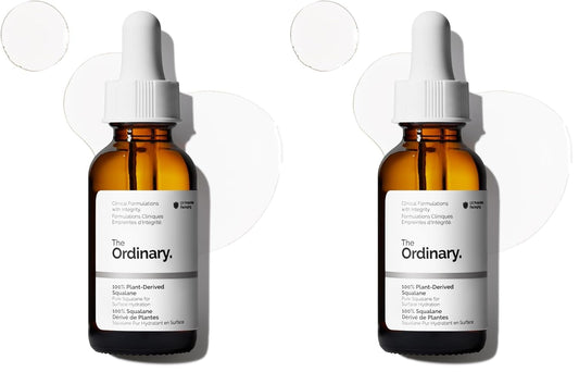 The Ordinary 100% Plant-Derived Squalane,for Skin and Hair,Lightweight Hydration,and Moisture Barrier Support,1 Fl Oz,(Pack of 2)
