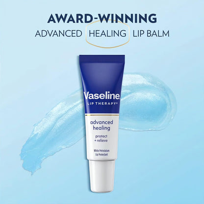 Vaseline Lip Therapy Advanced Healing Lip Balm Tube 12-Pack – White Petroleum Lip Protectant, 0.25 Oz Ea