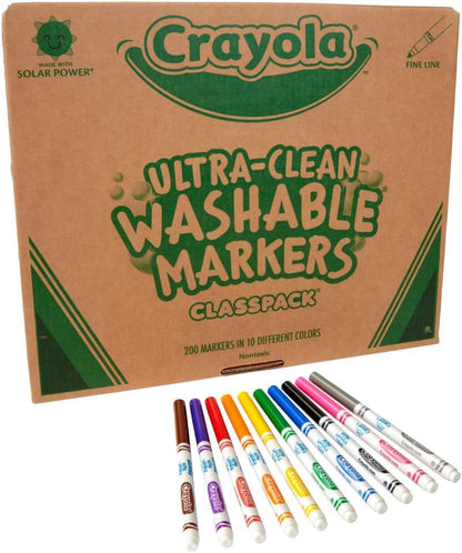 Crayola Ultra Clean Washable Markers Classpack (200ct), Teacher Classroom Must Haves, Bulk Markers for Preschool, Kindergarten & Elementary, Ages 3, 4, 5