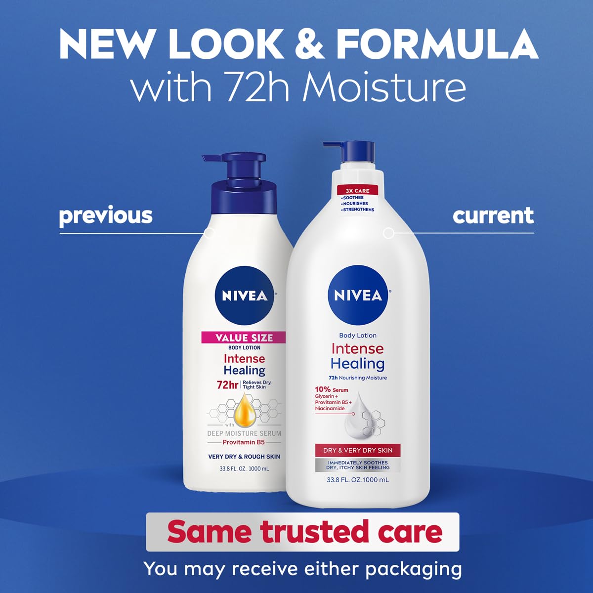 NIVEA Intense Healing Body Cream for Dry, Itchy Skin, 10% Serum, 33.8 Fl Oz