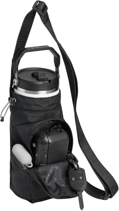 STANLEY Vitalize Carry-All Bag | Bottle Holder with Drawstring Cinch | Adjustable Shoulder Strap | Zippered Valuables Pocket | Durable Recycled Fabric | Black