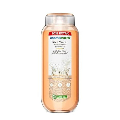 MAMAEARTH Rice Water Body Wash with Rice Water & Lily, 275ml | Body wash formulated with rice water and lily.