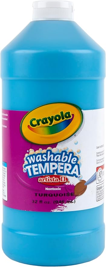 Crayola Washable Tempera Paint For Kids, Turquoise Paint, Classroom Supplies, Non Toxic, 32 Oz Squeeze Bottle