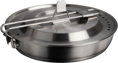 STANLEY Wildfare Pro 15-Piece Stainless Steel Fry Pan Cook Set | 8.75 in Fry Pan with Fold & Lock Handle | Plates and Utensils | Camping Essentials for Your Camp Kitchen | BPA-Free