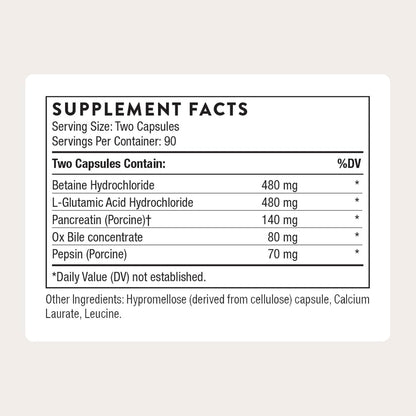 Thorne Advanced Digestive Enzymes, Pepsin & Betaine HCl, 180 Capsules