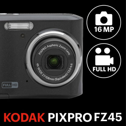 Kodak PIXPRO FZ45 Digital Camera, 16MP Point & Shoot (Black)