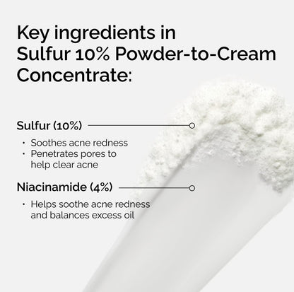 The Ordinary Sulfur 10% Powder-to-Cream Acne Spot Treatment Concentrate, Reduces Pimple Size and Zit Redness, 0.18 Oz (Pack of 2)