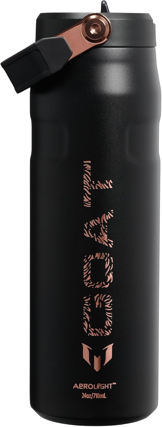 STANLEY IceFlow Flip Straw 2.0 Bottle, 24 oz, Messi Goat Black