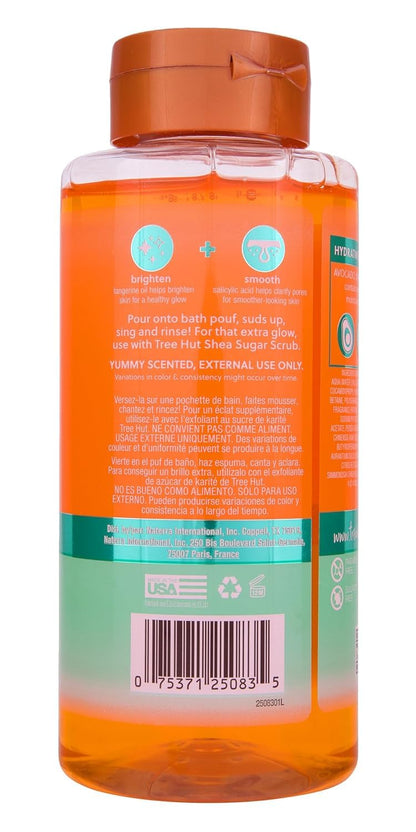 Tree Hut Tangerine Body Wash, Hydrating & Moisturizing Shower Gel with Shea Butter & Essential Oils, Soft Smooth Glowing Skin, Gentle Cleanser For All Skin Types, Self Care Gifts for Women, 18 Fl Oz