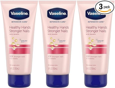 Vaseline Intensive Care Healthy Hand Stronger Nails Lotion, 3.4 Fl Ounce (Pack of 3)