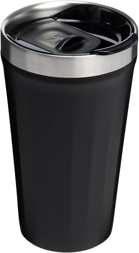 STANLEY Everyday Tumbler 16 oz | Press Fit Drink Through Lid | Beverage, Coffee, and Cocktail Cup | Insulated Stainless Steel Wine Glass | BPA-Free | Black 2.0