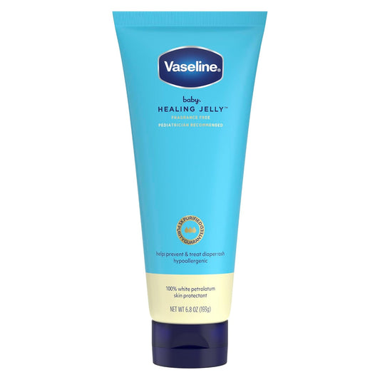 Vaseline Baby Healing Jelly 100% White Petrolatum Skin Protectant 1 ct for Preventing & Treating Diaper Rash, with a Hypoallergenic, Pediatrician-Recommended Formula, 6.8 OZ