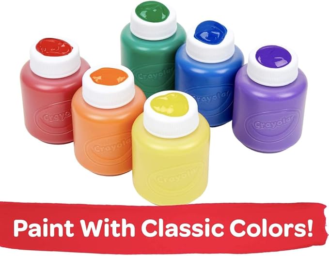 Crayola Washable Kids Paint Set (12ct), School Supplies for Kids, Classic and Glitter Paint, Classroom Essentials, Toddler Painting Kit, Ages 3+