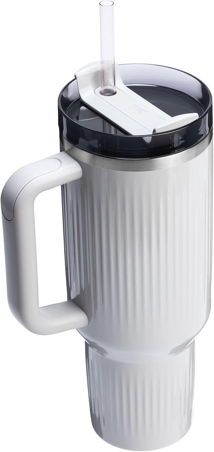STANLEY Quencher H2.0 Tumbler with Handle and Straw 40 oz | Flowstate 3-Position Lid | Cup Holder Compatible for Travel | Insulated Stainless Steel Cup | BPA-Free | Fluted Ash Gloss